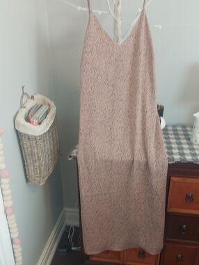 Blush Pink Slip Dress with Subtle Speckle